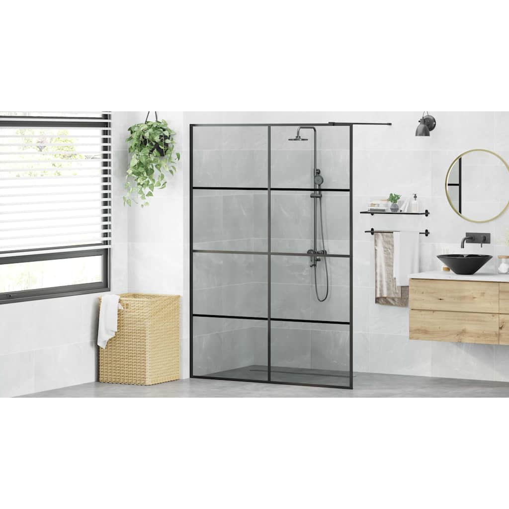 Walk-in Shower Wall Black 140 x 195 cm Tempered Glass