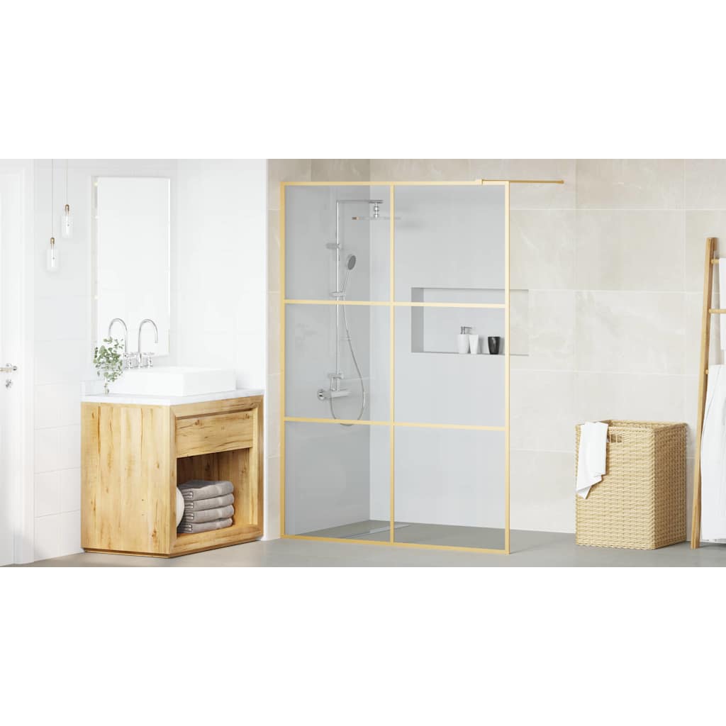 Walk-in Shower Wall Gold 140 x 195 cm Tempered Glass
