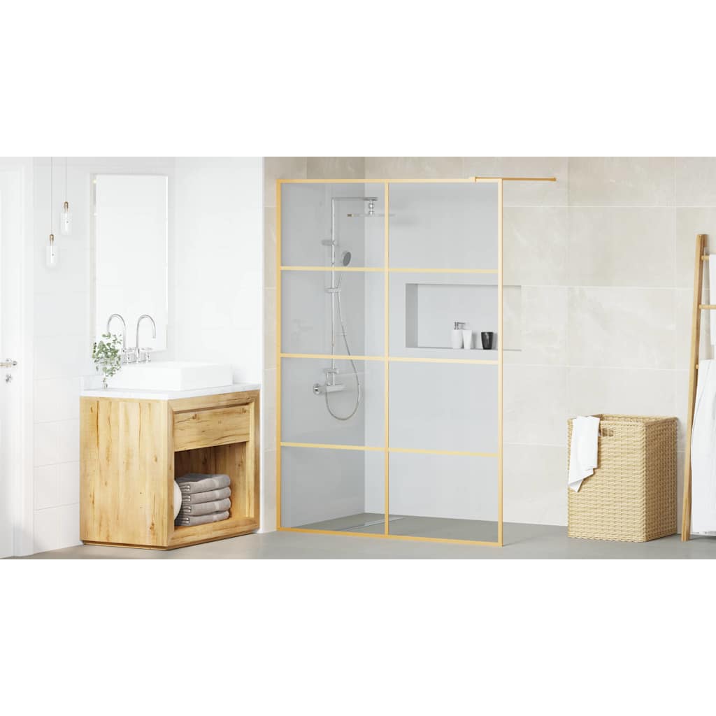 Walk-in Shower Wall Gold 140 x 195 cm Tempered Glass