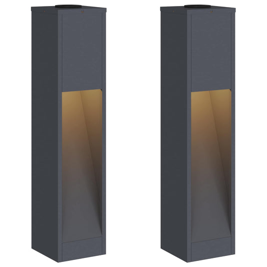 Solar Led Pathway Light 2 pcs Anthracite Cold Rolled Steel Solar Led Pathway Light 2 pcs Anthracite Cold Rolled Steel