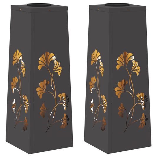 Solar LED Pathway Light 2 pcs Black Cold Rolled Steel Solar LED Pathway Light 2 pcs Black Cold Rolled Steel