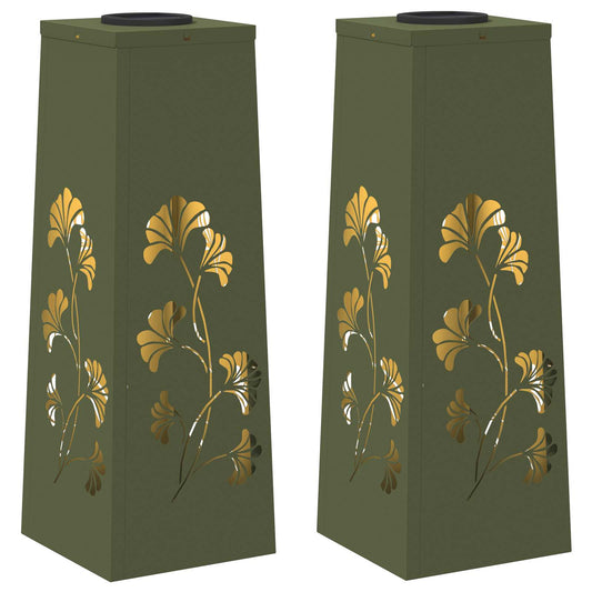 Solar LED Pathway Light 2 pcs Olive Green Cold Rolled Steel Solar LED Pathway Light 2 pcs Olive Green Cold Rolled Steel