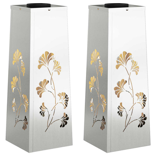 Solar LED Pathway Light 2 pcs Galvanized Galvanized Solar LED Pathway Light 2 pcs Galvanized Galvanized