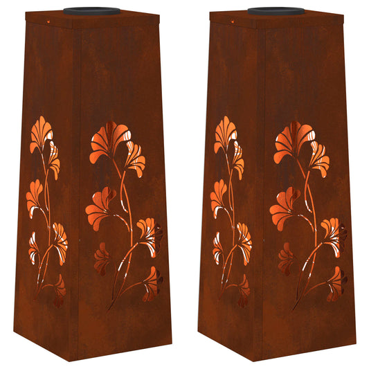 Solar LED Pathway Light 2 pcs Corten Steel Corten Steel Solar LED Pathway Light 2 pcs Corten Steel Corten Steel