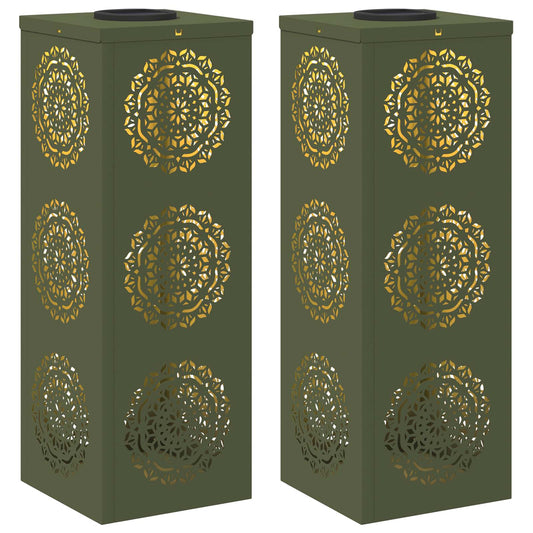 Solar LED Pathway Light 2 pcs Olive Green Cold Rolled Steel Solar LED Pathway Light 2 pcs Olive Green Cold Rolled Steel