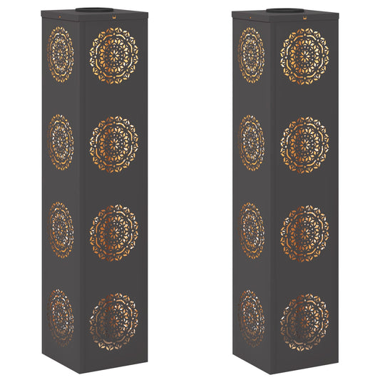 Solar LED Pathway Light 2 pcs Black Cold Rolled Steel Solar LED Pathway Light 2 pcs Black Cold Rolled Steel