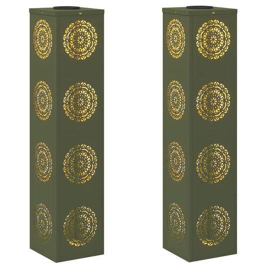 Solar LED Pathway Light 2 pcs Olive Green Cold Rolled Steel Solar LED Pathway Light 2 pcs Olive Green Cold Rolled Steel