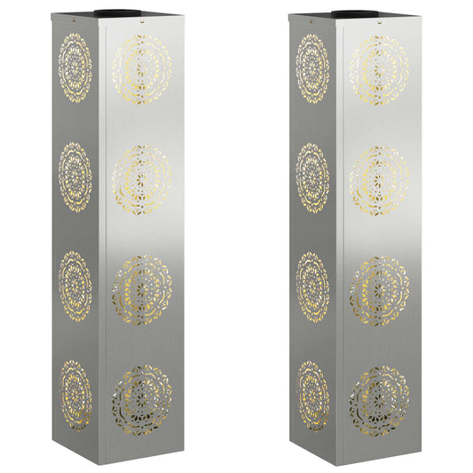 Solar LED Pathway Light 2 pcs Galvanized Galvanized Solar LED Pathway Light 2 pcs Galvanized Galvanized