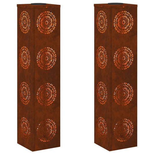 Solar LED Pathway Light 2 pcs Corten Steel Corten Steel Solar LED Pathway Light 2 pcs Corten Steel Corten Steel