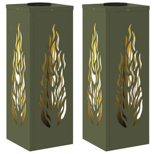 Solar LED Pathway Light 2 pcs Olive Green Cold Rolled Steel Solar LED Pathway Light 2 pcs Olive Green Cold Rolled Steel