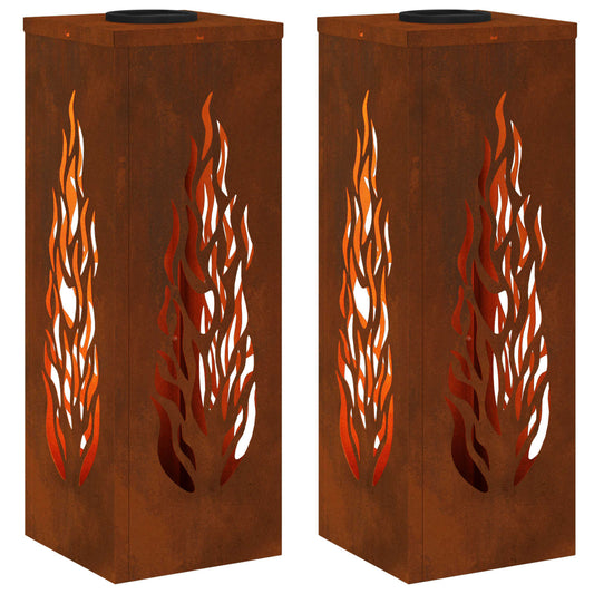 Solar LED Pathway Light 2 pcs Corten Steel Corten Steel Solar LED Pathway Light 2 pcs Corten Steel Corten Steel