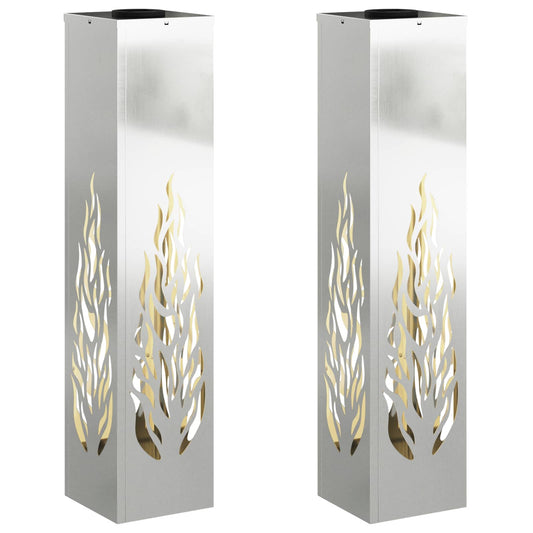 Solar LED Pathway Light 2 pcs Galvanized Galvanized Solar LED Pathway Light 2 pcs Galvanized Galvanized