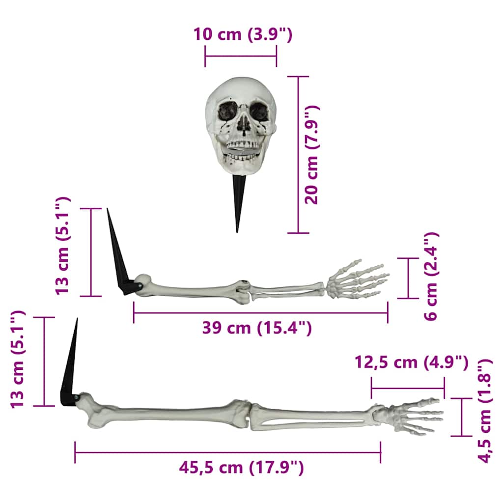 Halloween Skeleton with Ground Spikes White 45.5 x 13 cm