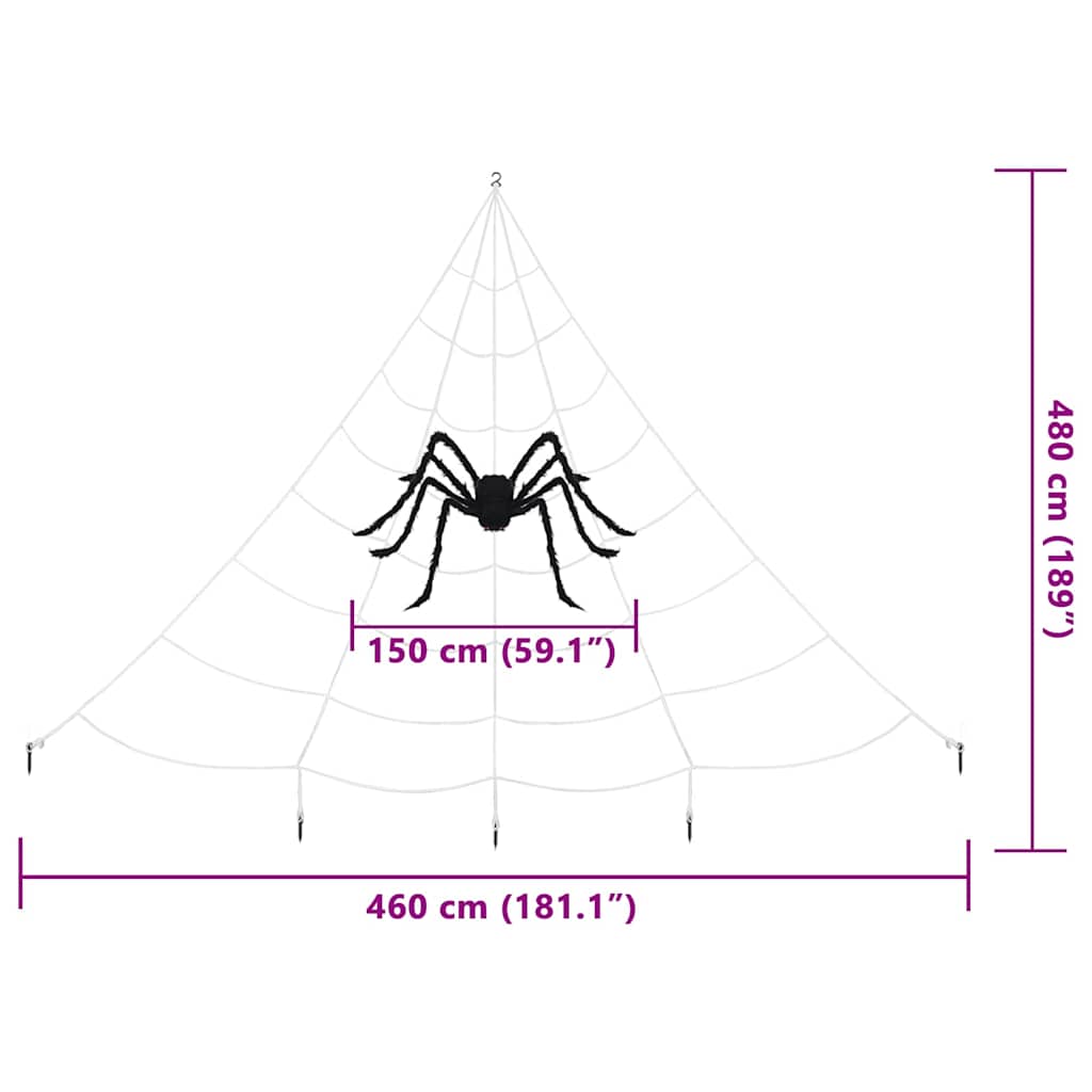 Halloween Spider Decoration with Webs 4 pcs Black and white