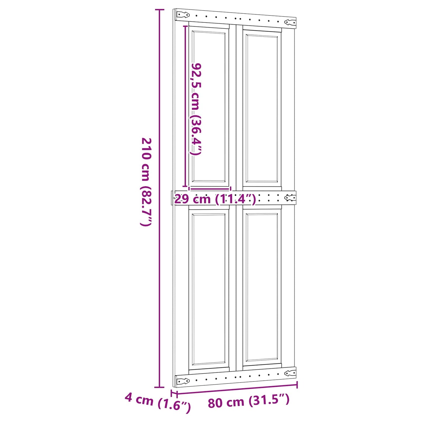 Barn Door Corona Honey Brown 80 x 210 cm Solid Pine Wood