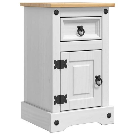 Bedside Table Corona White 35 x 32.5 x 58 cm Solid Pine Wood Bedside Table Corona White 35 x 32.5 x 58 cm Solid Pine Wood