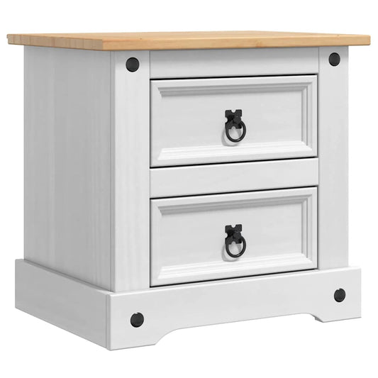 Bedside Table Corona White 53 x 39 x 47 cm Solid Pine Wood Bedside Table Corona White 53 x 39 x 47 cm Solid Pine Wood