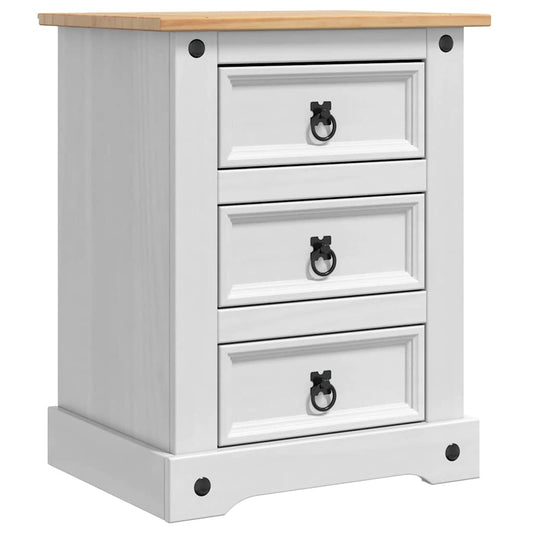 Bedside Table Corona White 53 x 39 x 66 cm Solid Pine Wood Bedside Table Corona White 53 x 39 x 66 cm Solid Pine Wood