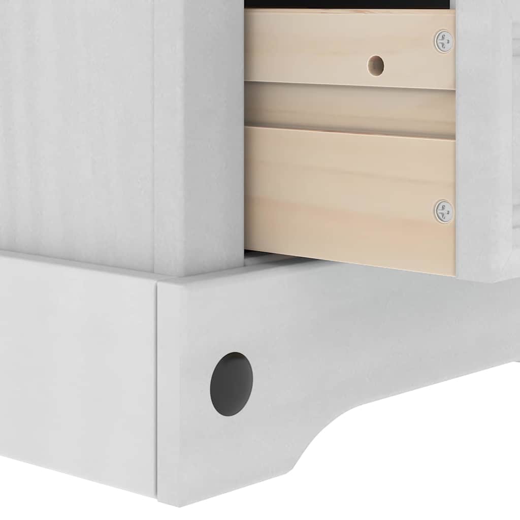 Bedside Table Corona White 53 x 39 x 103 cm Solid Pine Wood
