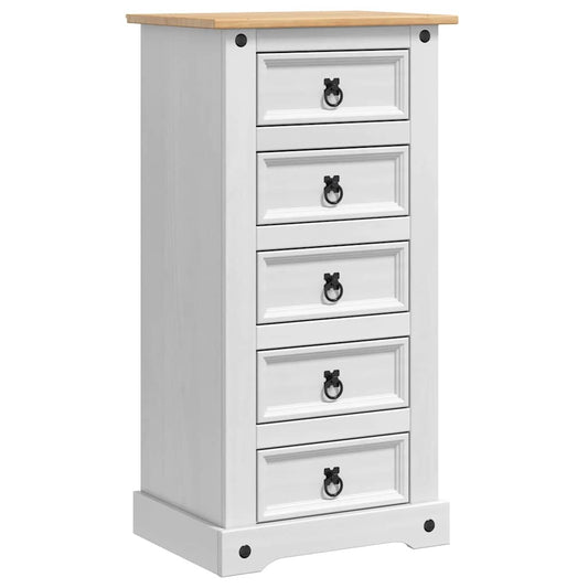 Bedside Table Corona White 53 x 39 x 103 cm Solid Pine Wood Bedside Table Corona White 53 x 39 x 103 cm Solid Pine Wood