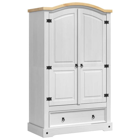 Wardrobe CORONA White 101 x 52 x 170 cm Solid Pine Wood Wardrobe CORONA White 101 x 52 x 170 cm Solid Pine Wood