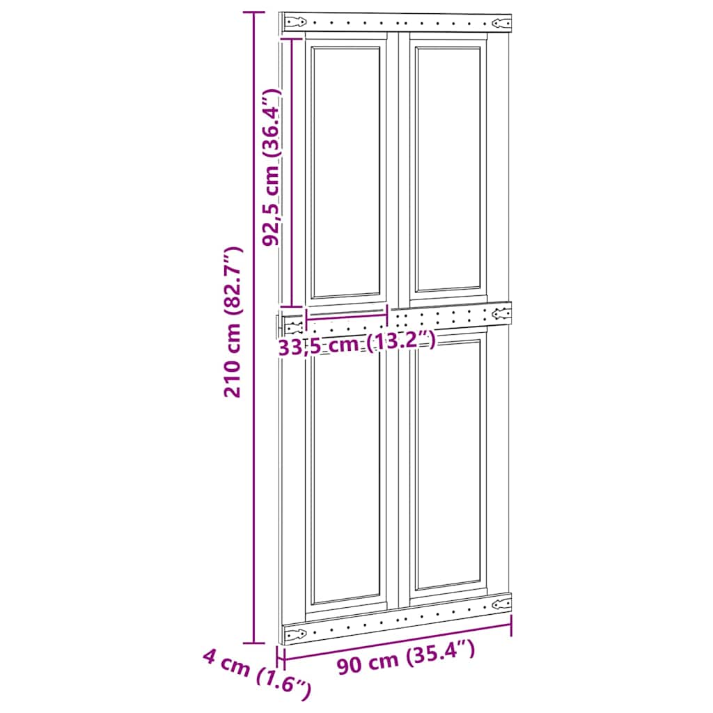 Barn Door Corona 90 x 210 cm Solid Pine Wood