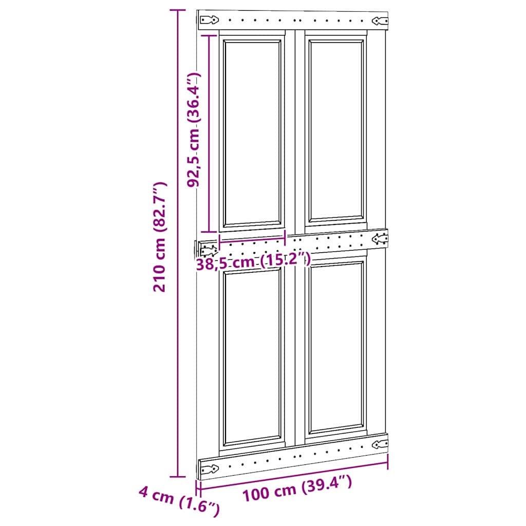 Barn Door Corona 100 x 210 cm Solid Pine Wood