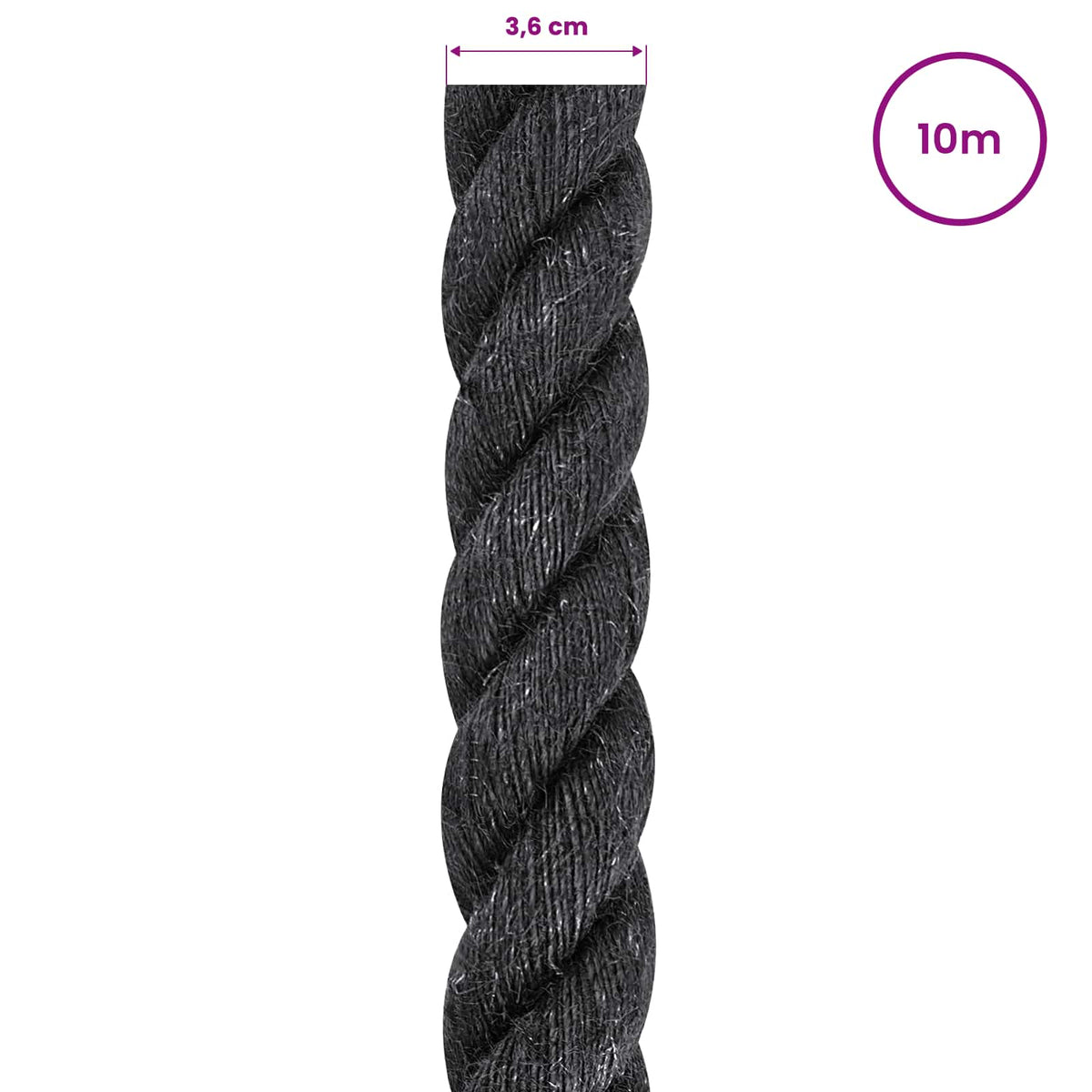 Jute Rope 36 mm Black 100% Tossa jute
