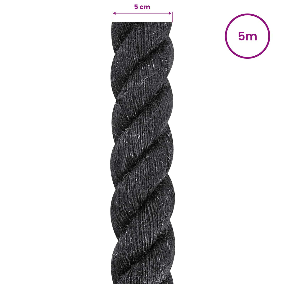 Jute Rope 500 mm 5 m Black 100% Tossa jute