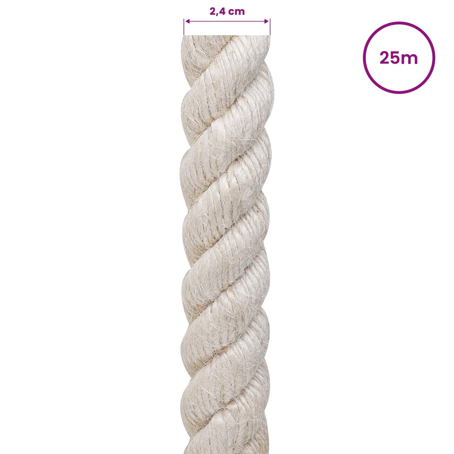 Jute Rope 24 mm White 100% Tossa jute