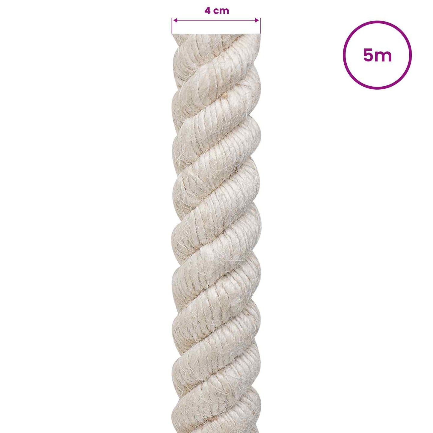Jute Rope 40 mm White 100% Tossa jute