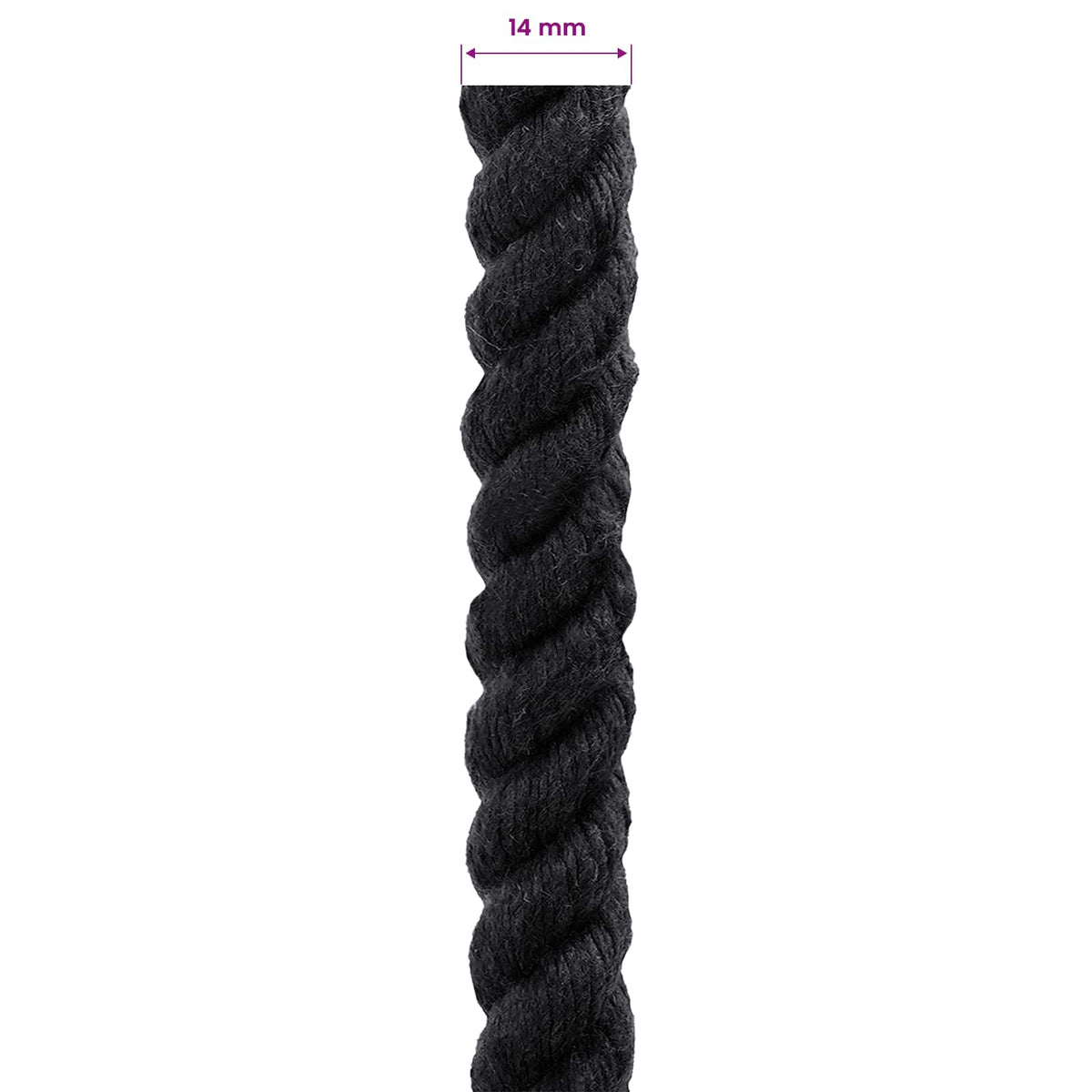 Cotton Rope 14 mm 100 m Black 100% Cotton