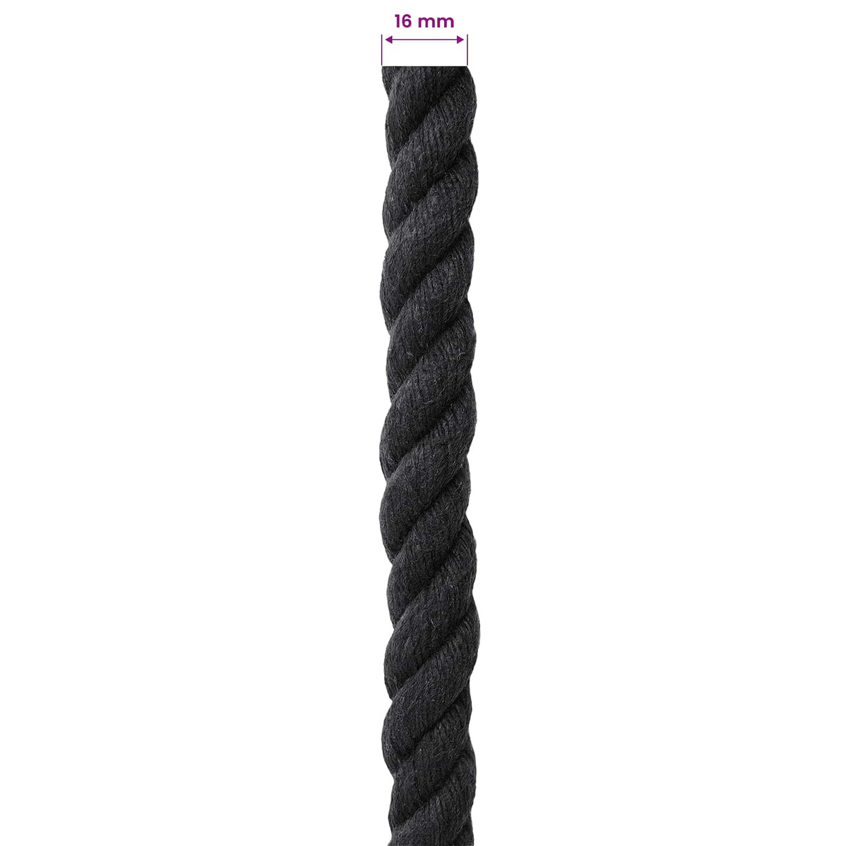Cotton Rope 16 mm 50 m Black 100% Cotton
