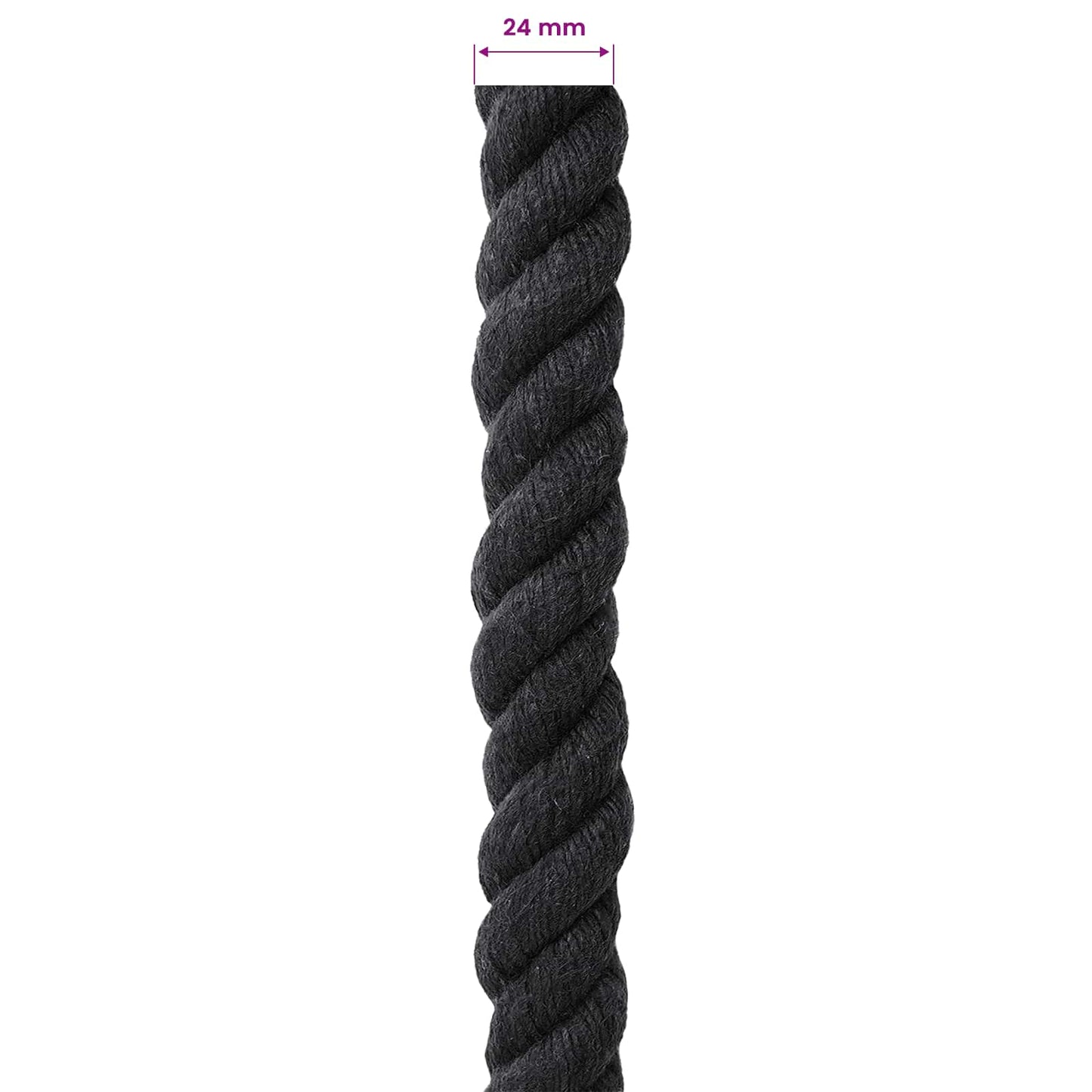 Cotton Rope 24 mm 50 m Black 100% Cotton
