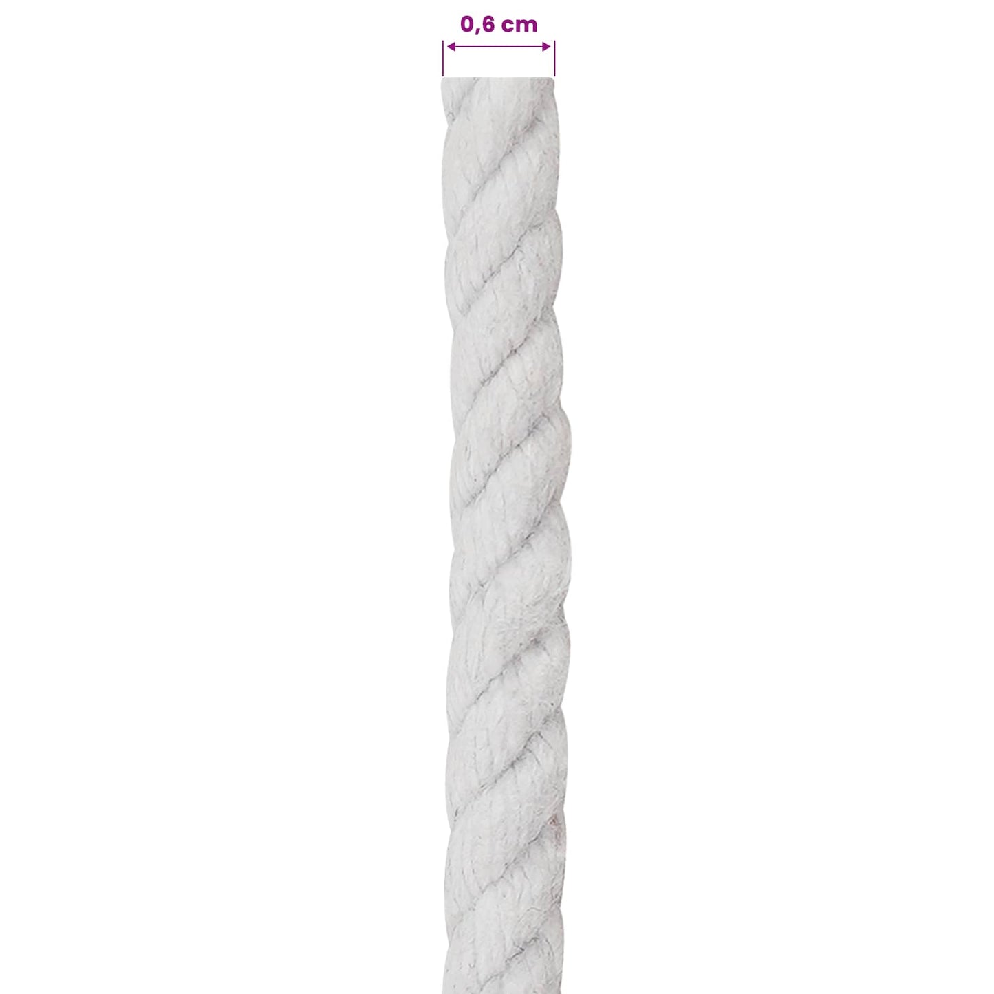 Cotton Rope 6 mm 250 m White 100% Cotton