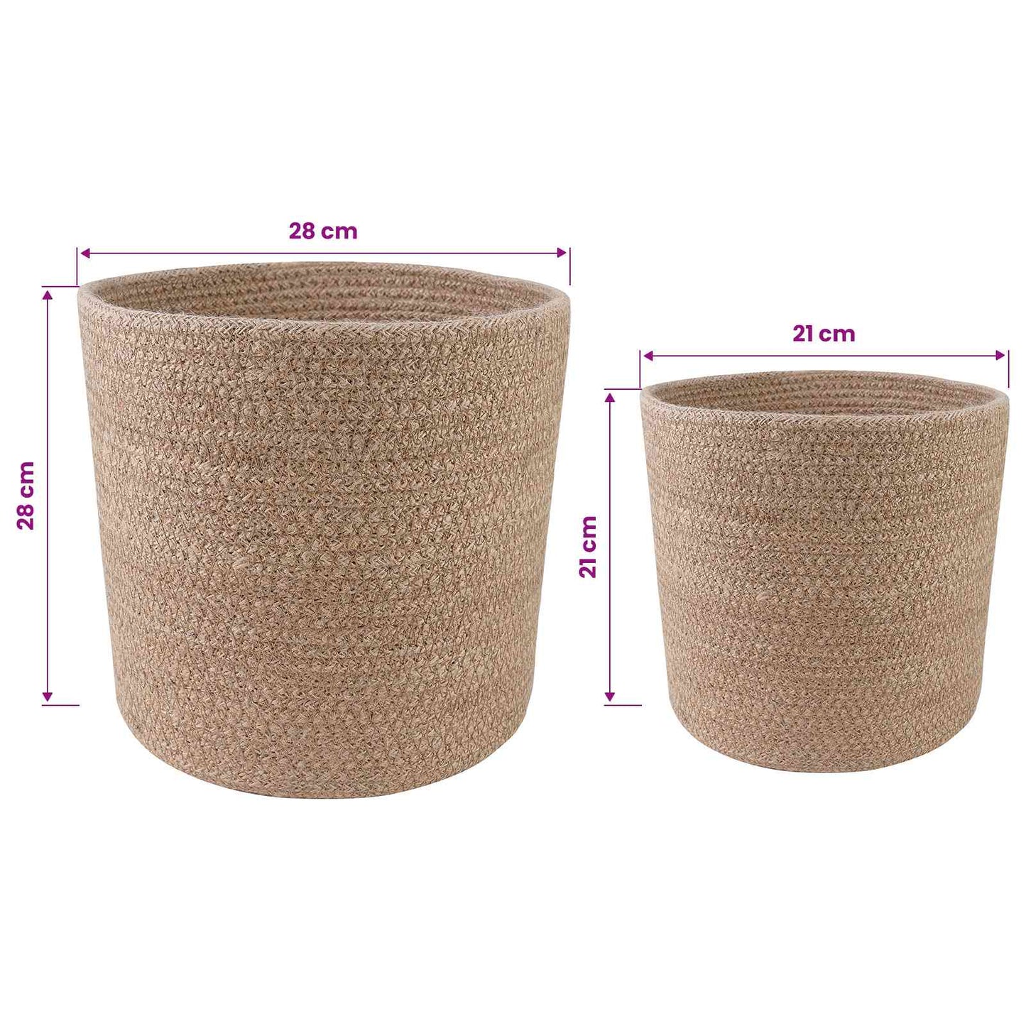 Plant Pot Set 2 pcs Natural Ø 28 x 28 cm 100% Tossa Jute