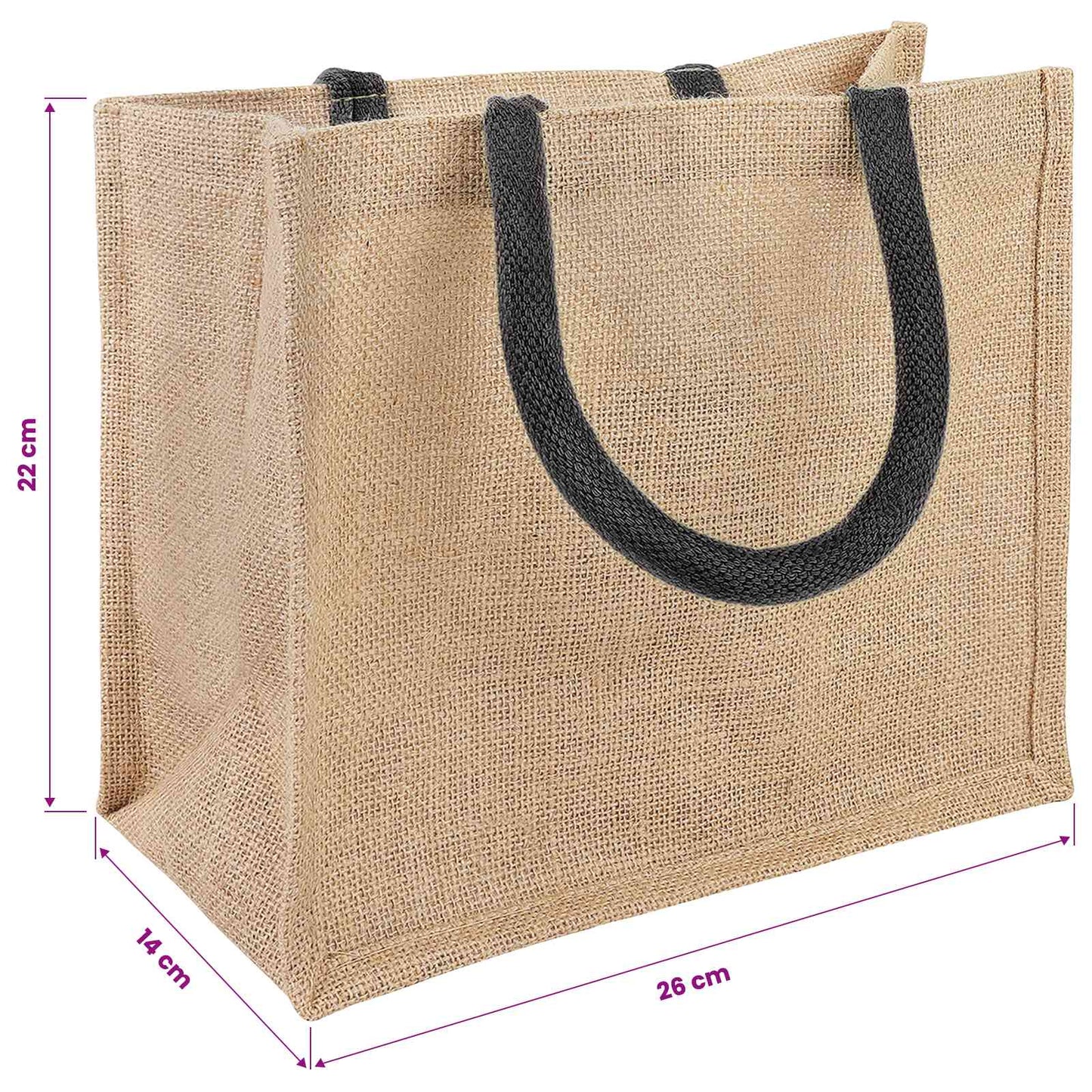 Jute Handbags 5 pcs Natural and Black 26 x 22 x 14 cm