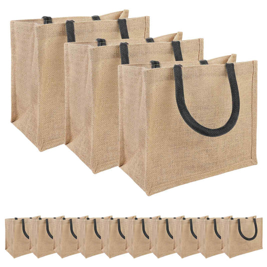 Jute Handbags 50 Natural and Black 26 x 22 x 14 cm Jute Handbags 50 Natural and Black 26 x 22 x 14 cm
