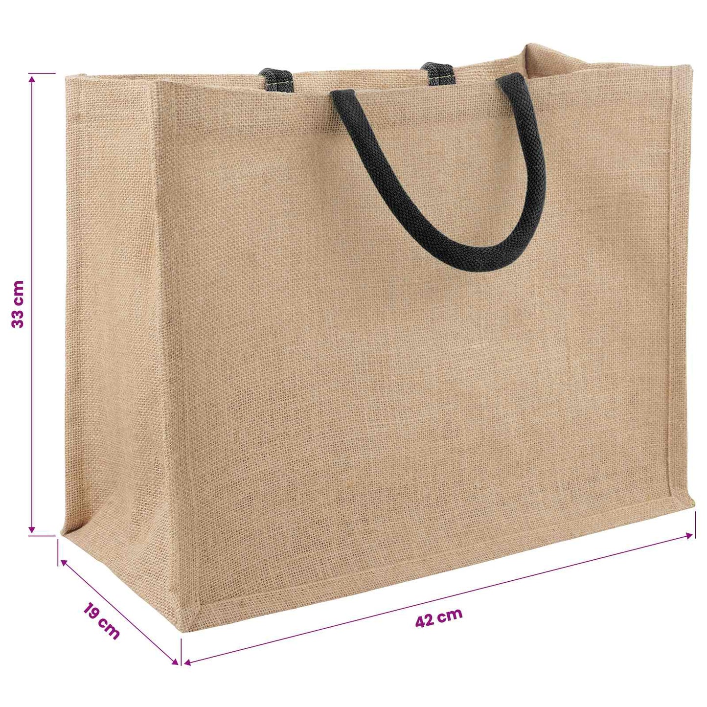 Jute Handbags 5 Natural and Black 42 x 33 x 19 cm