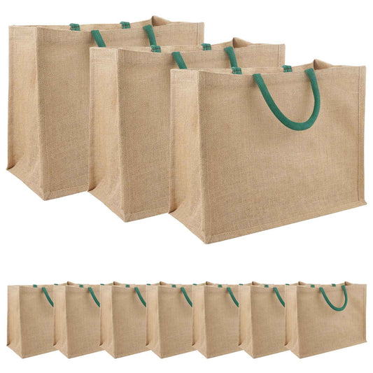 Jute Handbags 10 Natural and Green 42 x 33 x 19 cm Jute Handbags 10 Natural and Green 42 x 33 x 19 cm