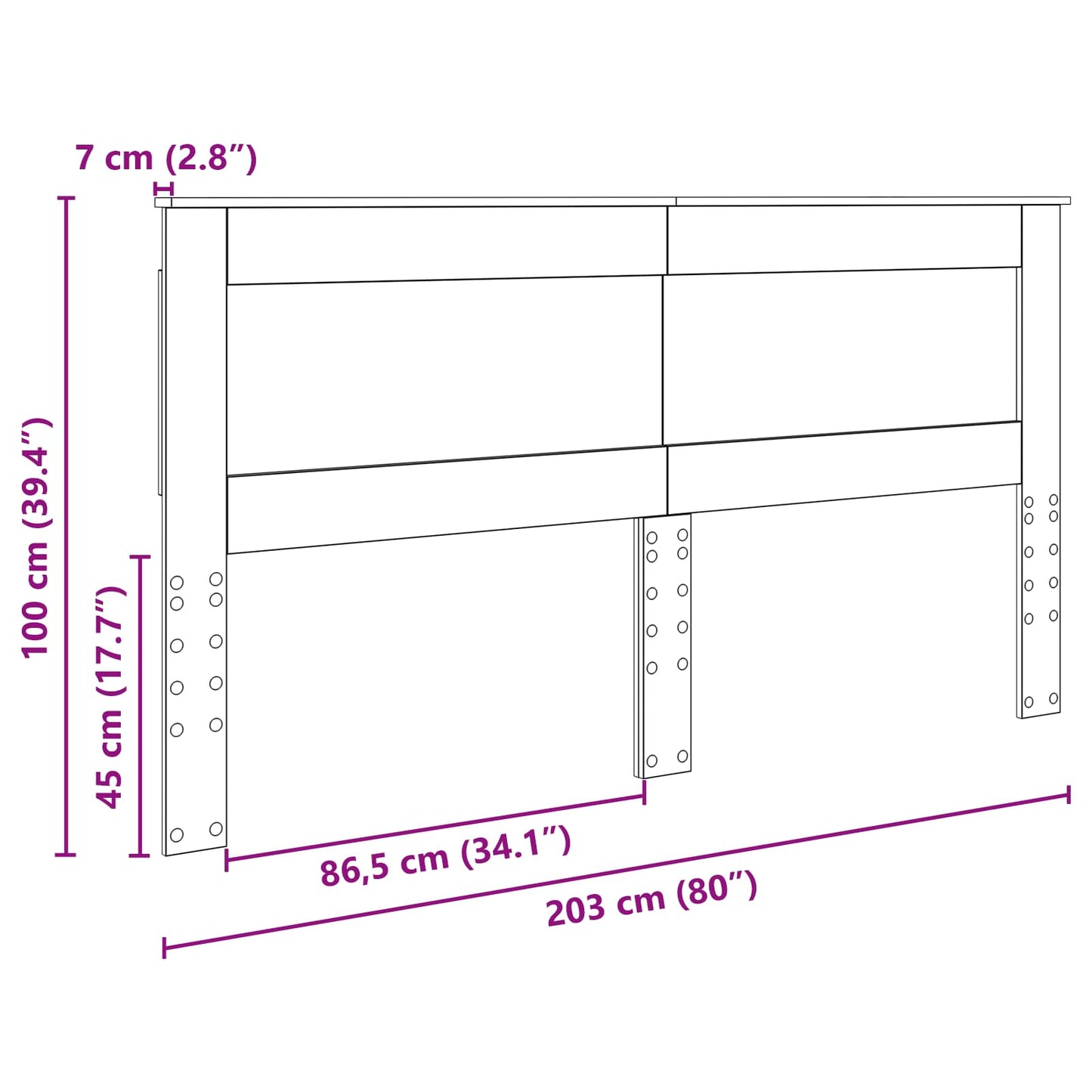 Headboard Black Oak Engineered Wood