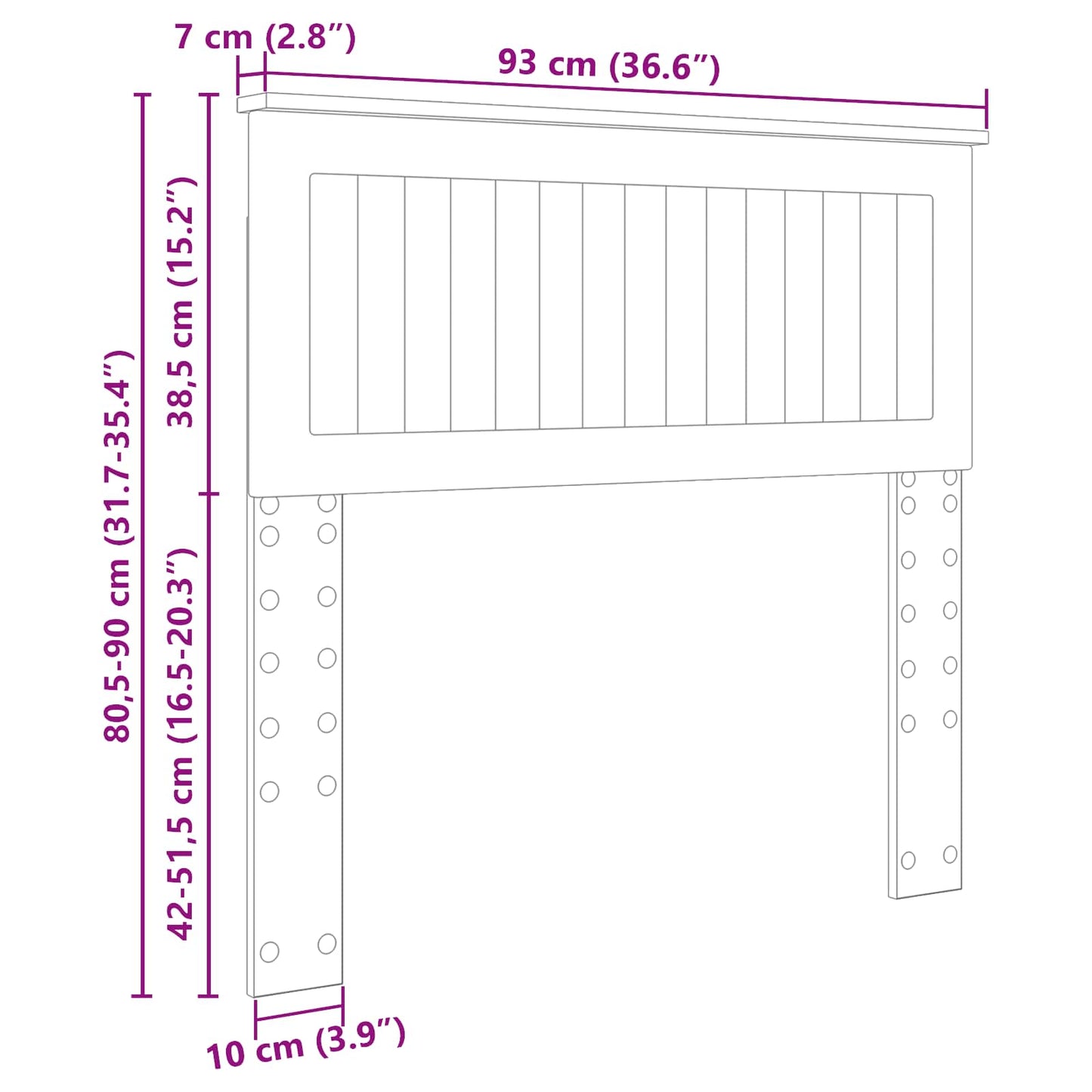 Headboard Grey Sonoma 90 cm Engineered wood