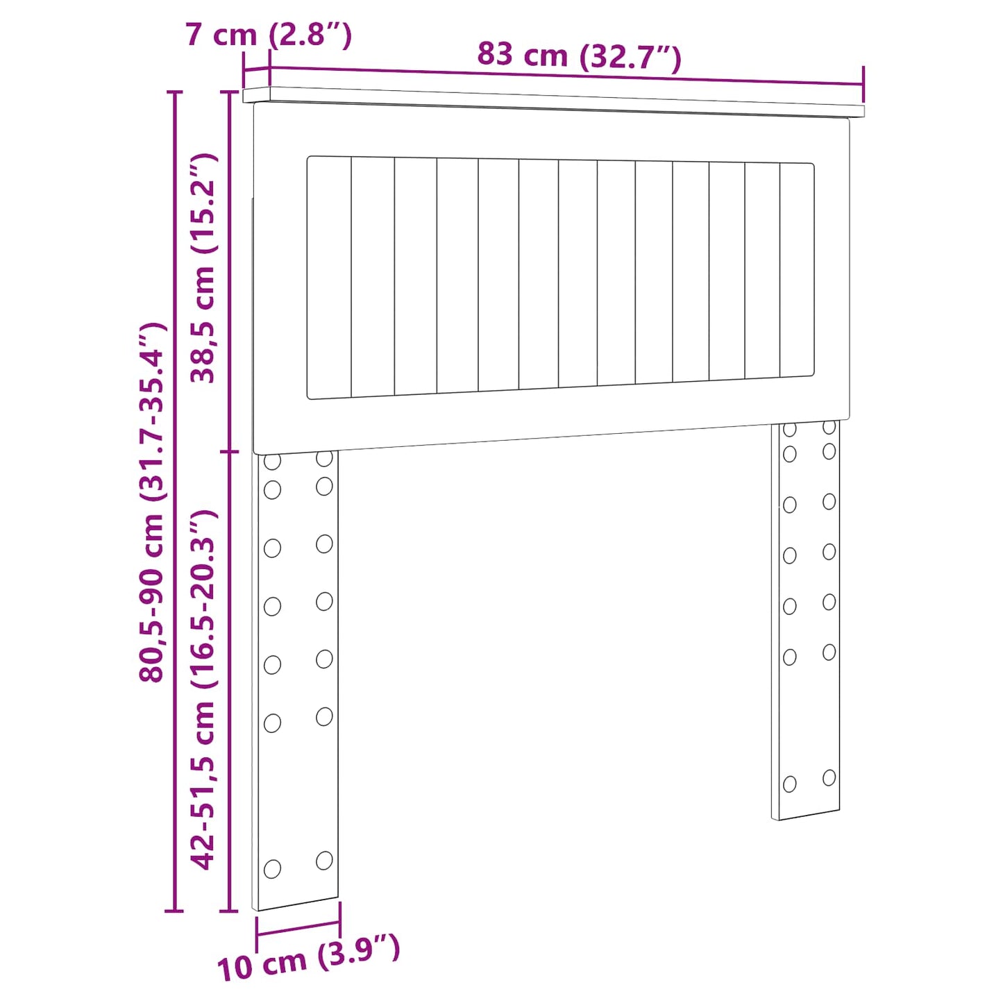 Headboard Smoked Oak 80 cm Engineered wood
