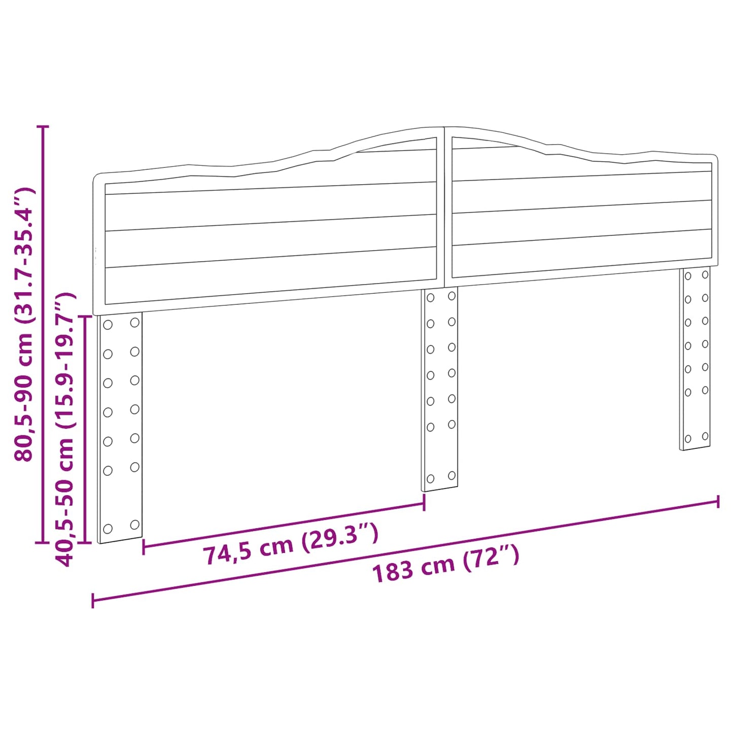 Headboard Grey Sonoma Engineered wood
