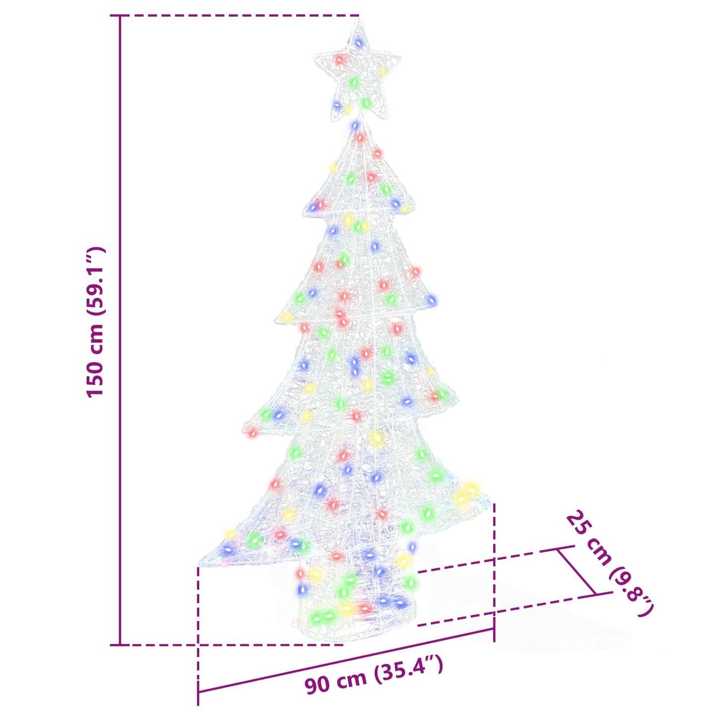 Christmas Tree with 160 LEDs Multicolour 150 cm Acrylic