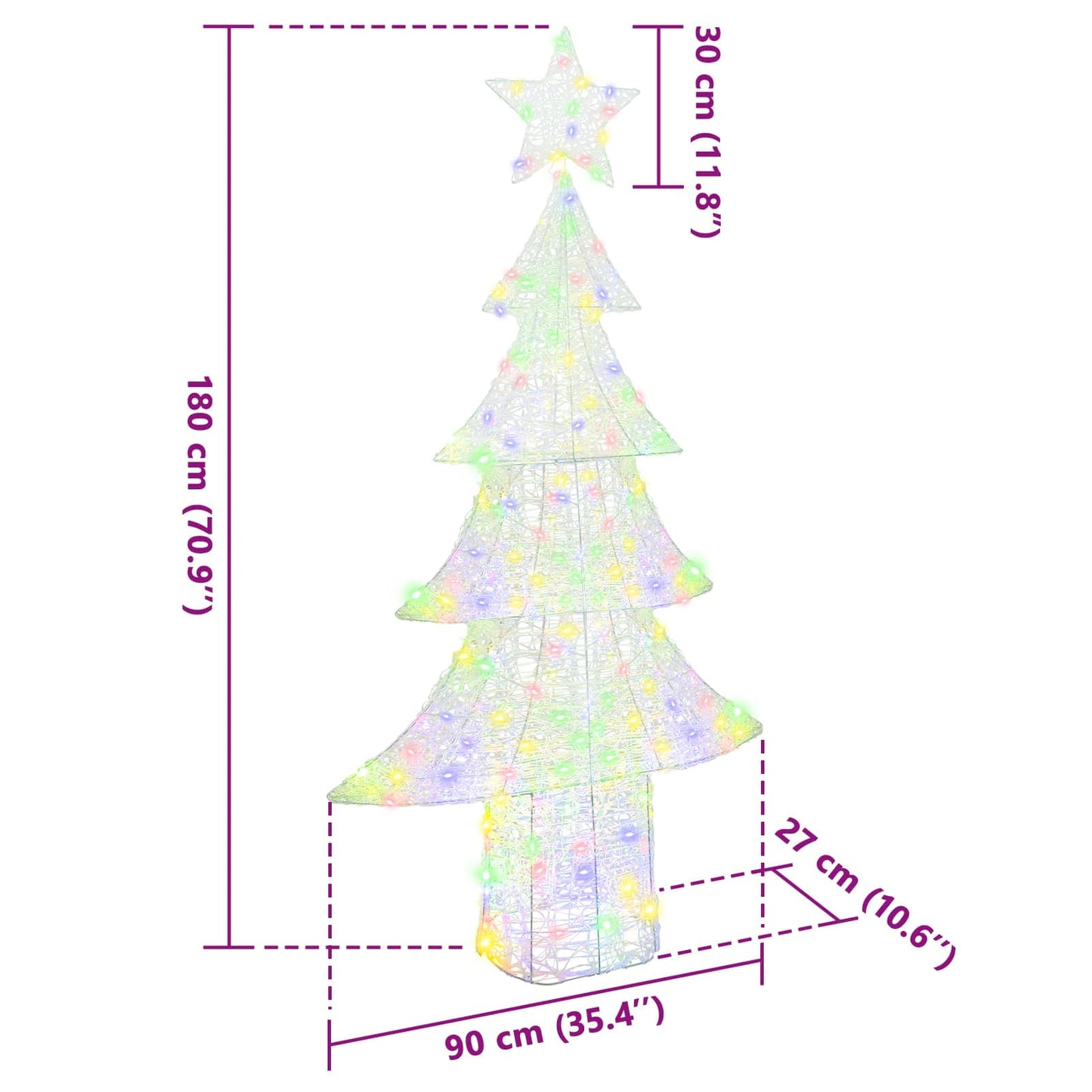 Christmas Tree with 240 LEDs Multicolour 180 cm Acrylic