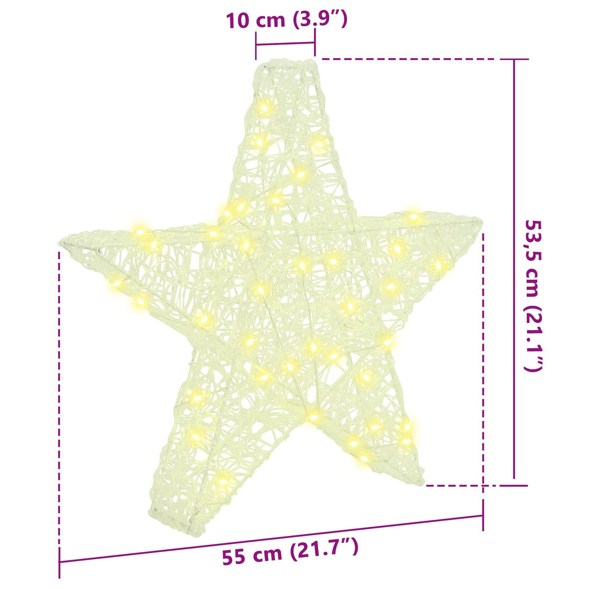 3D Star 50 LEDs Warm white 55 x 53.5 x 10 cm Acrylic