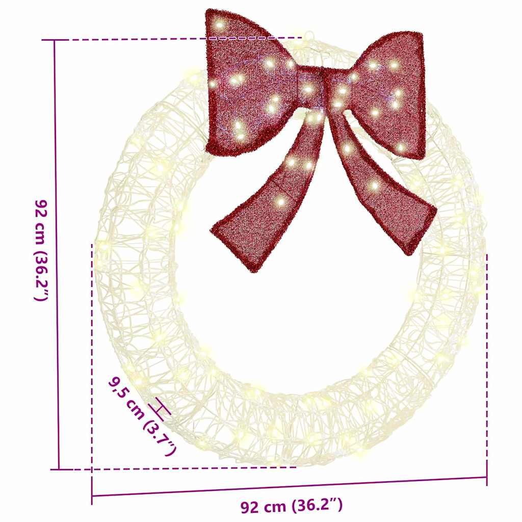 Wreath with 80 LEDs Warm white 92 x 92 x 9.5 cm Acrylic