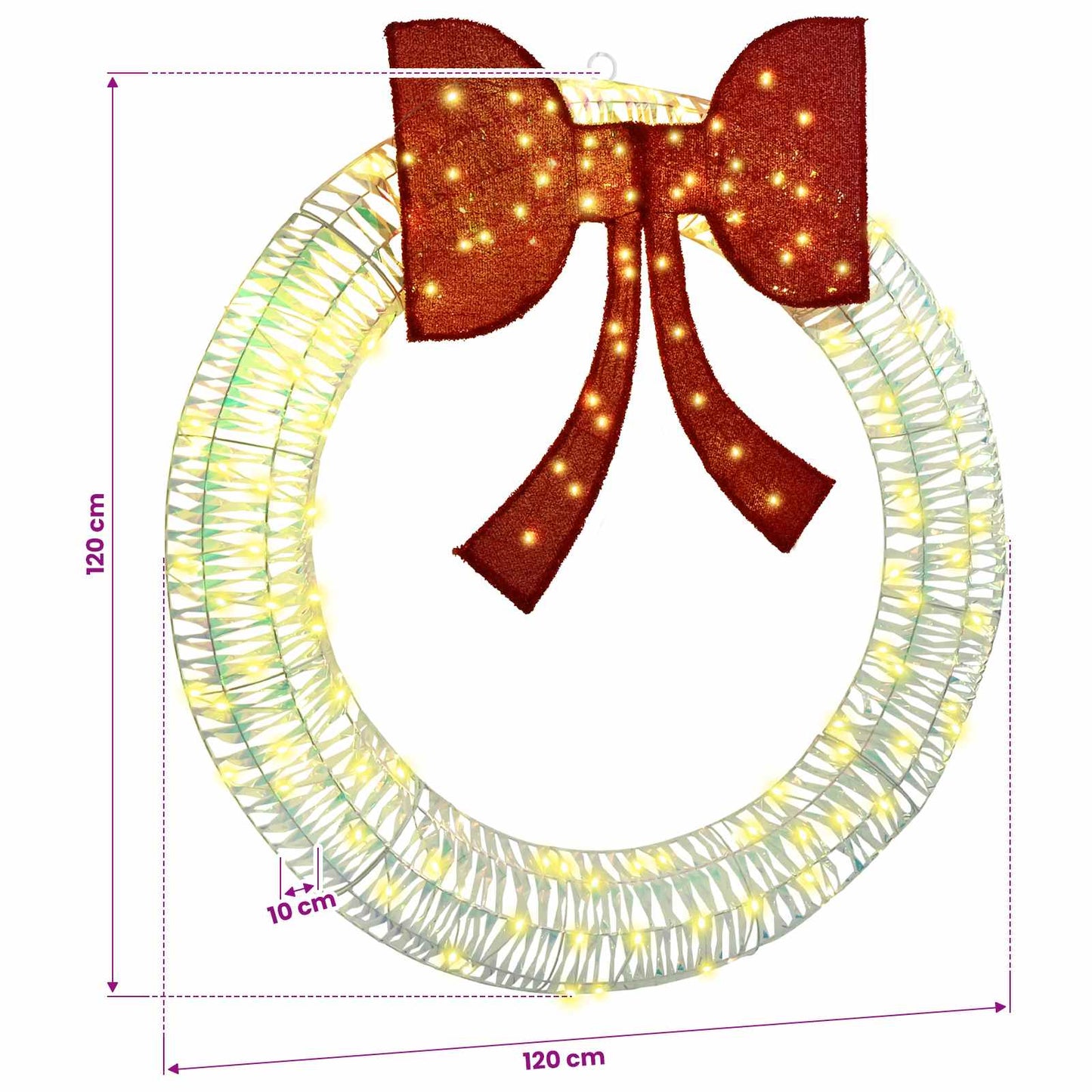 Wreath Warm white 120 x 120 x 10 cm PET 150 LEDs