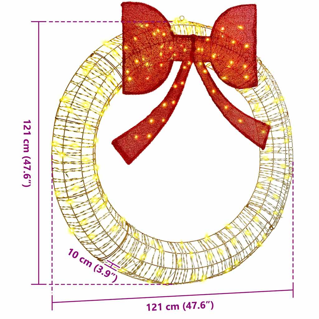 Wreath with 150 LEDs Warm white 121 x 121 x 10 cm PET